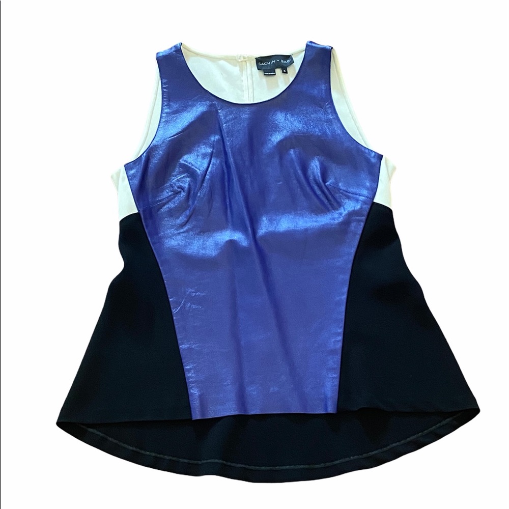 SACHIN & BABI**Leather Colorblock Top**Size 0 $449